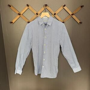 Boyfriend Fit Blue White Striped Button Up Shirt Oversized Aesthetic L